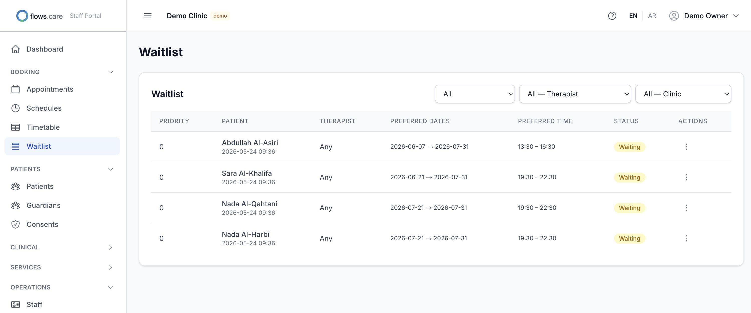 Waitlist management with match-found notification